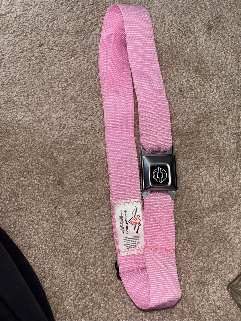 Buckle-Down Pink Web Belt with Metal Buckle